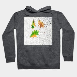 Rainy Leaves on White Snow Ice Terrazzo Background Hoodie